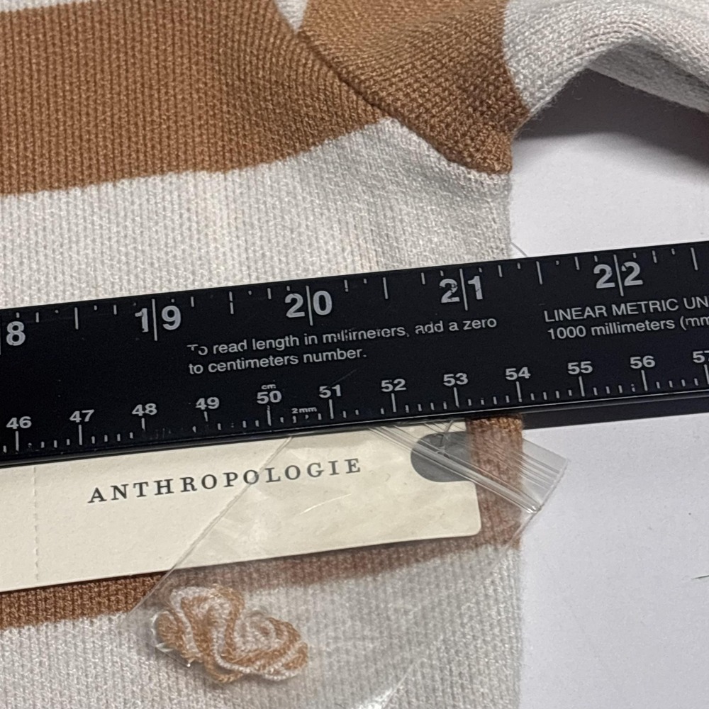 Maeve Anthropologie Sweater Womens XXS Beige Stripe Mock Neck Knit Pullover - Picture 14 of 14